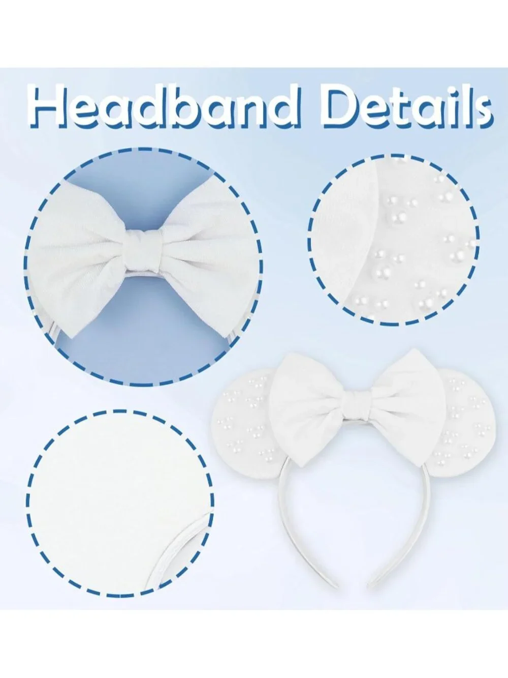 Women White Polyester Velvet Mickey Mouse Halloween Costume Headband